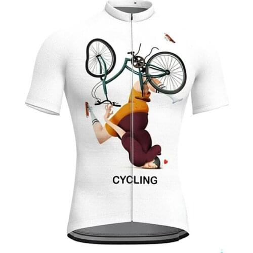 White Cycling Jersey Funny Men Short Sleeve Bike Wear Clothing Mtb Jersey Triathlon Maillot Ciclismo Summer