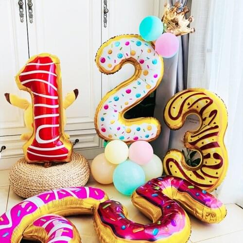 Donut Birthday Party 32 Inch Digital Foil Balloon Baby Shower Happy Birthday Decor Inflatable Ball Sweet Party Kids Girl Favor