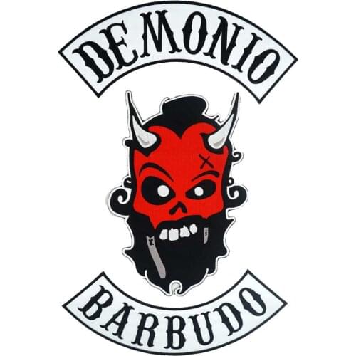 DEMONIO BARBUDO Embroidered Full Back of Jacket Biker Patch Iron On Sew On Vest Jeans Applique Badge