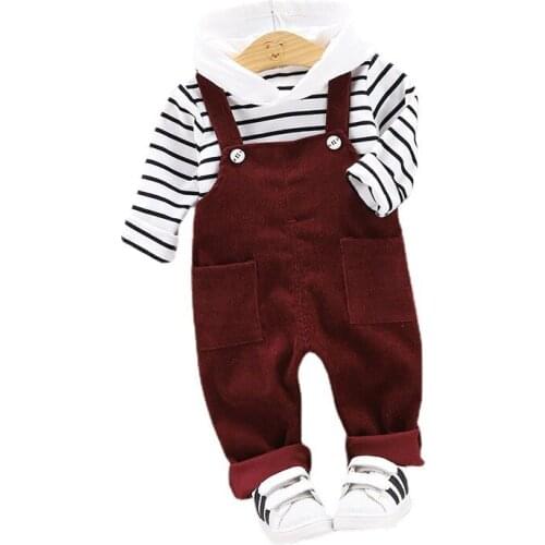 Children Outfits Spring Autumn Baby Boys Girls Clothes Infant Cotton Casual Hoodies Hoodies Strap Pants 2Pcs/Set Kids Tracksuits