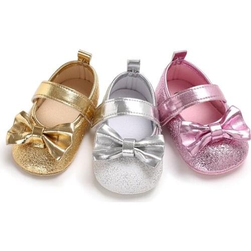 Toddler Baby Girls Boys Summer Crib Casual Shoes 3 Style PU Leather Solid Hook Bowknot Baby Shoes First Walkers for Party