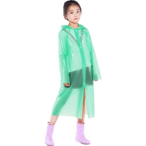 Children Disposable Raincoat Hooded Kids Poncho Button PEVA Portable Outdoor Rainwear Waterproof Reusable Rainsuit