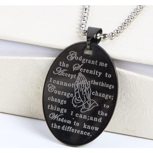Europe and America Titanium Steel Cross Stainless Steel Tag Pendant Neutral Handsome Necklace Prayer Jesus Scripture Tag Pendant