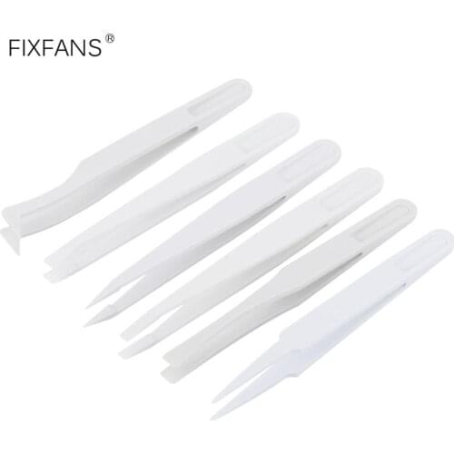 FIXFANS 6Pcs Precision Plastic Tweezers Kit Anti static ESD Tweezers Set Clamping Pliers for Electronics Craft DIY Repair Tool