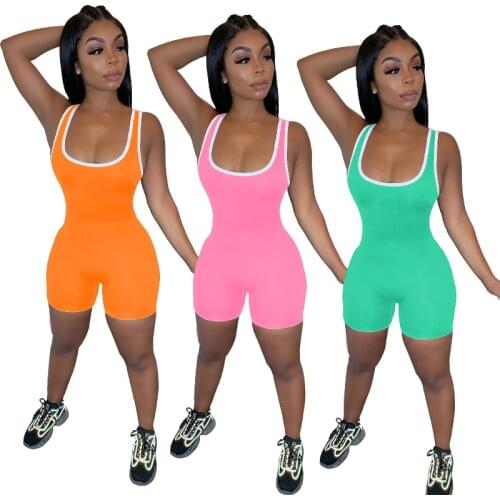 2021 Spring/Summer Casual Jumpsuits for Women Fashion Clothes Polyester Home Multicolor Skinny Sculpting Rompers Shorts