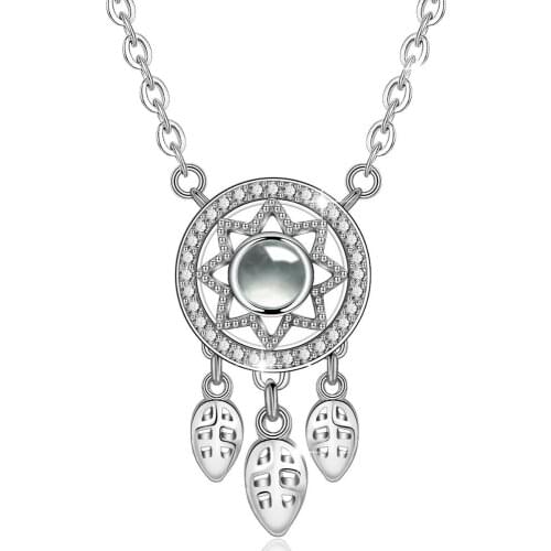 Eudora 925 Sterling Silver Dream catcher Pendant 100 Language i love you Necklace for Women Girls Fashion Jewelry Romantic Gift