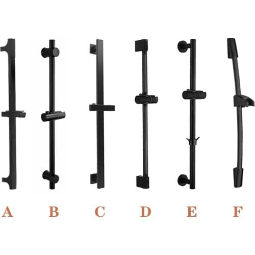 Matte Black Bathroom Sliding Shower Bar Shower Column Wall Mounted Rod with Adjustable Bracket Holder Round Square Slide Bar