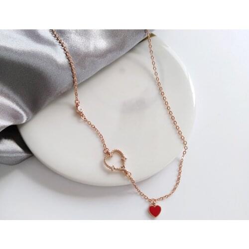 Mihan Sweet Jewelry Short Chain Necklace Popular Style Delicate High Quality Crystal Red Heart Pendant Necklace For Girl Gift