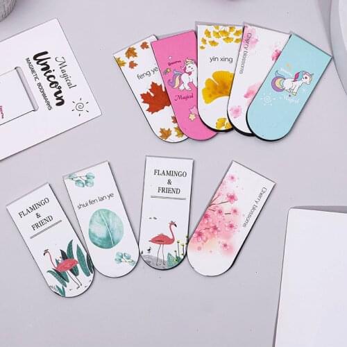 Kawaii Pink Pather Flamingo Magnetic Bookmark Cute Unicorn Plant Book Markers For Books Korean Stationery Office School Supplies