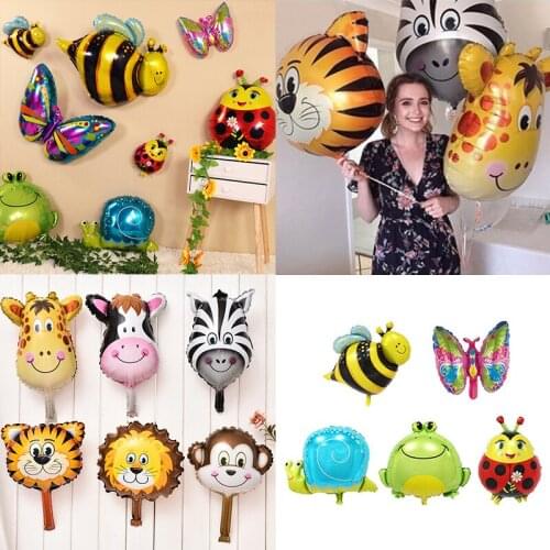 1pc Mini Animal Head Cow Tiger Monkey Aluminum Foil Mini Cute Multicolor Insect Foil Balloons Like Hot Selling Baby Shower Toy