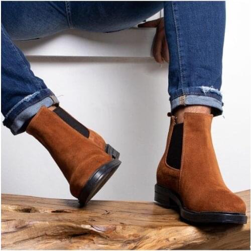 İBAY PATCH Male Tan Color Suede Leather Boots