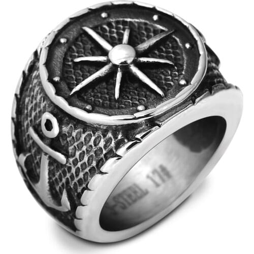 Hiphop/Rock Cool Big Anchor Ring For Man Stainless Steel Rock Punk Rings Men Titanium Steel Unique Biker Fashion Jewelry