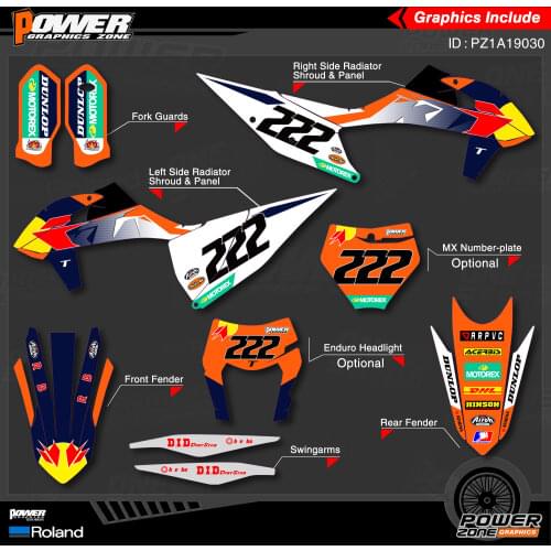 PowerZone Custom Team Graphics Backgrounds Decals Stickers Kit For KTM SX SXF MX 19-20 EXC XCW Enduro 20-N 125 to 500cc 30