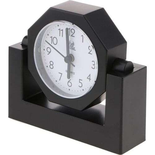 Desktop Swivel Quartz Clock Alarm Clock Bedroom Home Travel Clock