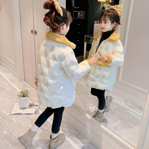 2021 New Winter Children Warm Cotton Jackets Girls Clothes Kids&Babys Rabbit Fur Collar Coats Korean Style For Girls Outerwears
