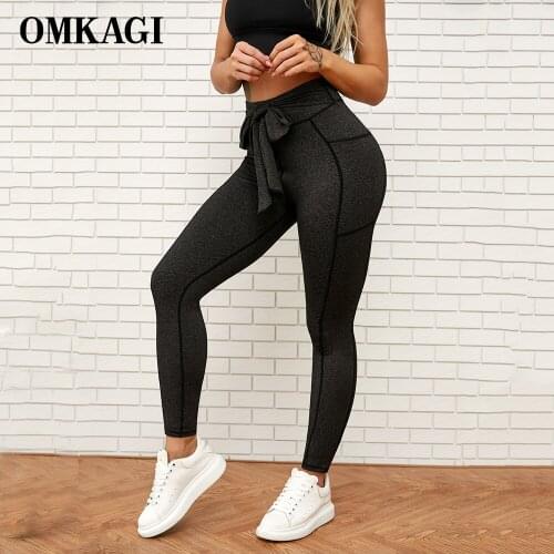OMKAGI Bowknot Yoga Pants Legging Sports Clothing High Waist Full Length Bowknot Workout Leggings for Fittness Yoga Leggings
