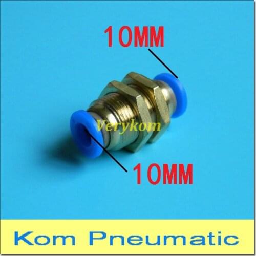 Wholesale 100pcs/lot PM10 Pneumatic Bulkhead Straight PM 10MM Tube Pipe Connector One Touch Push in Quick Hose Air Fitting PM-10