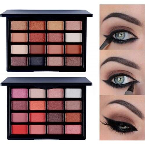 Popfeel 16 Colors Shimmer Charming Matte Eyeshadow Palette Waterproof Eye Shadow Powder Easy to Wear Makeup Cosmetic TSLM2