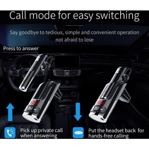 Transmitter Bluetooth Space-saving USB BC46 Car FM Bluetooth Players Handsfree QC3.0 USB Fast Charger with Earphone