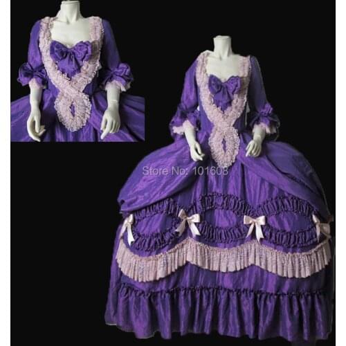 Customized!Royal Purple French Duchess Queen Civil war Theatre 18th Court Belle Marie Antoinette DRESS Victorian dresses HL-314