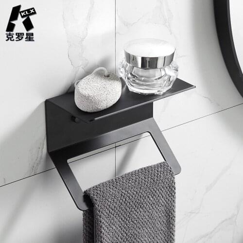 KLX NEW Quality Towel Rack Bathroom Kitchen Shelf Hotel Punched Aluminum Llloy Thicken Towel Storage Organizer Home Accessories
