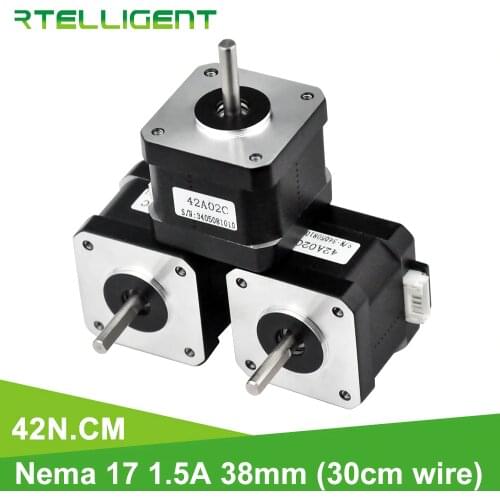 Rtelligent 3PCS Nema 17 Stepper Motor 38mm Nema17 42BYGH 42N.cm (59.5oz.in) 4 lead stepper motor for 3D Printer Printing XYZ