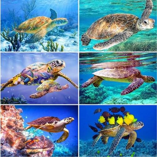 Needlework Diamond Embroidery Sea Turtle DMC Cross Stitch Diamond Mosaic Animal Full Square Art Painting Rhinestones Handicraft