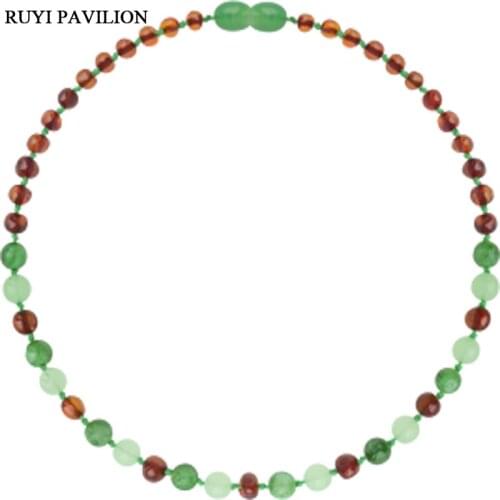 RUYI PAVILION Natural Baltic Amber Necklace For Baby Handmade polished amber beads fine jewler Multicolor 32-35cm