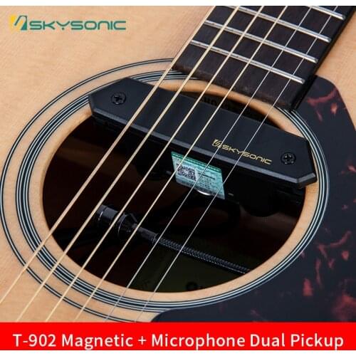 Skysonic T-902 Acoustic Guitar Pickup Magnetic + Microphone Dual Pickup with Volume and Tone Controls don't need to punch Fast