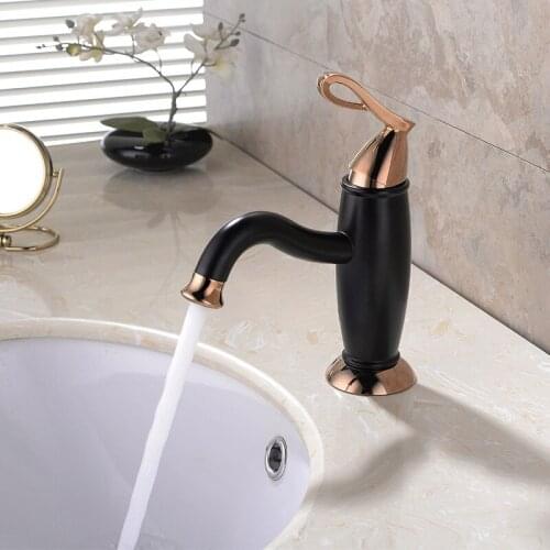Rose gold black brass bathroom sink faucet Luxury Cold hot basin mixer tap high quality Distinctive faucet