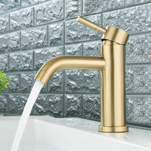 Basin Faucets Bathroom Sink Faucet Mixer Single Handle Hot and Cold Bath Deck Vessel Brushed Gold Mixer Taps Torneira lavatorio