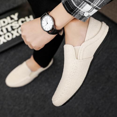 Summer Breathable Linen Driving Shoes Men’s Convenient Foot Design Casual Shoes A Pedal Peas Men’s Shoes Sandals