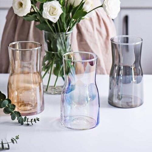 Creative color glass vase crafts home decoration ornaments container high quality simple transparent wedding ornaments