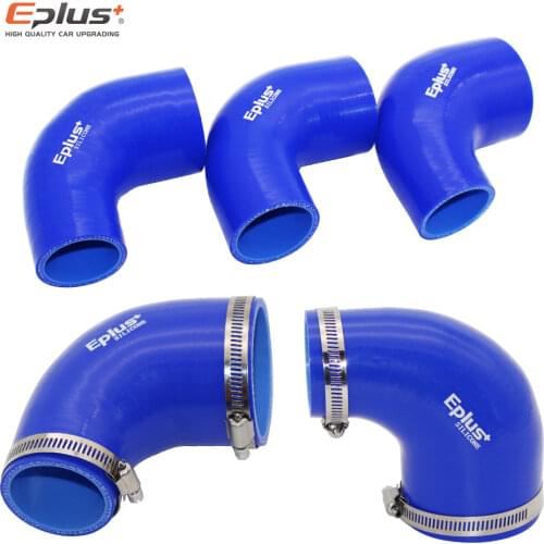 EPLUS 45 Degrees Universal Silicone Tubing Hose Connector Intercooler Turbo Intake Pipe Coupler Hose Multiple Sizes Blue