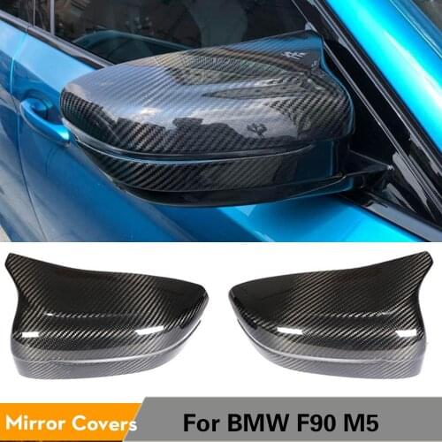 Replace / Add On Side Mirror Covers Caps For BMW 5 Series F90 M5 Sedan 4D 2018 2019 Car Rearview Mirror Covers Caps Carbon Fiber