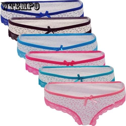 6 PCS/Set Panties Briefs Women Sexy Lace G-String Invisible Seamless Cotton Underpants Ladies Bikini Panty Women Briefs Panties