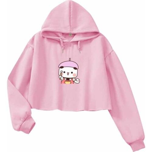 Pink Crop Tops for Teens Short Hoodie Women Hip Hop Streetwear Hoodie Cute Clothes for Teen Girls Cotton Long Sleeve Women