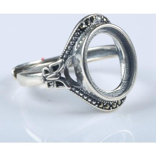 925 Sterling Silver Vintage Ring Engagement Wedding Women Semi Mount Ring 10x12mm Oval Cabochon Art Nouveau Adjustable Wholesale