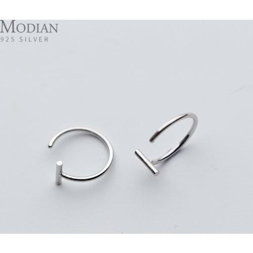 Modian Simple Fashion Round New Design Hoop Earrings Real 925 Sterling Silver Jewelry For Women Silver Fine Hoops Earring Gift