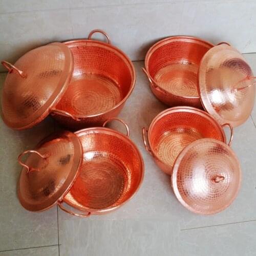 1 PC Handmade Pure Copper Pot Thick Soup with Handle Tableware High Quality