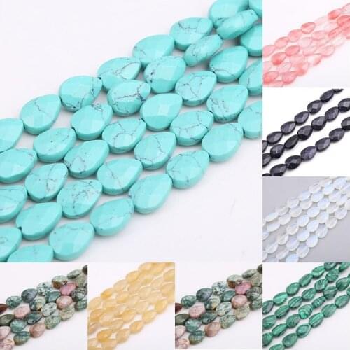10*12mm Natural Stone Colorful Agate Crystal Sandstone Drop-shaped Section Loose Beads Jewelry Making DIY Bracelet Necklace 15"