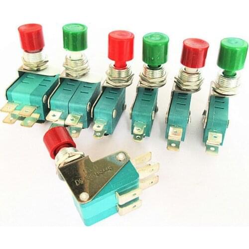 10PCS HOT NEW Micro switch Reset power button press button switch Red hat, green hat aperture 12mm Feet 4.8/6.3mm wide