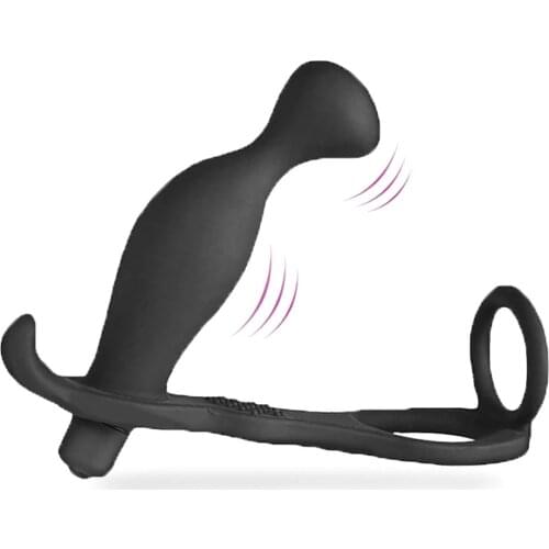 10 speed vibration Dual Rings Masturbator Vibrator Butt Plug Penis Ring Cage Prostate Massage Gags & practical Jokes Toy