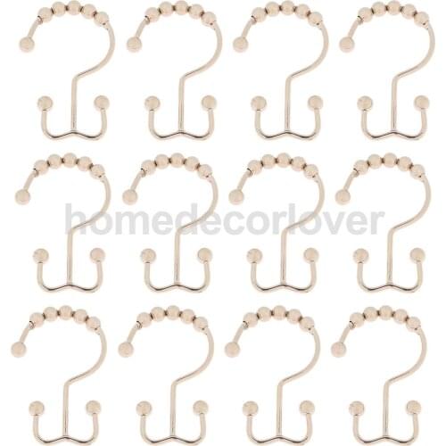 12 Pieces Decor Double Slide Shower Curtain Hook Drapery Valance Hanger