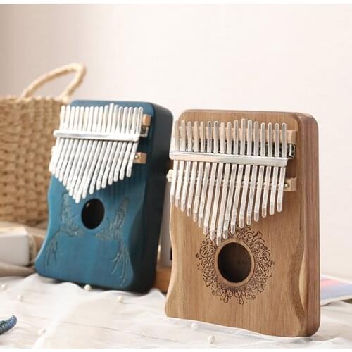 17 Key Thumb Piano Mahogany Body Finger High-Quality Musical Instrument Bull Kalimba Music Box Solid Calimbas For Kids Adults