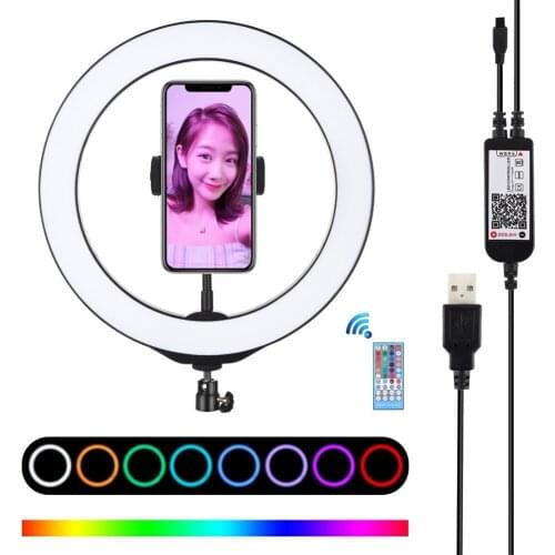 26cm RGBW Dimmable ring light USB LED Selfie Ring light Photography photo studio Light blogger Vlogging Youtube Video Light