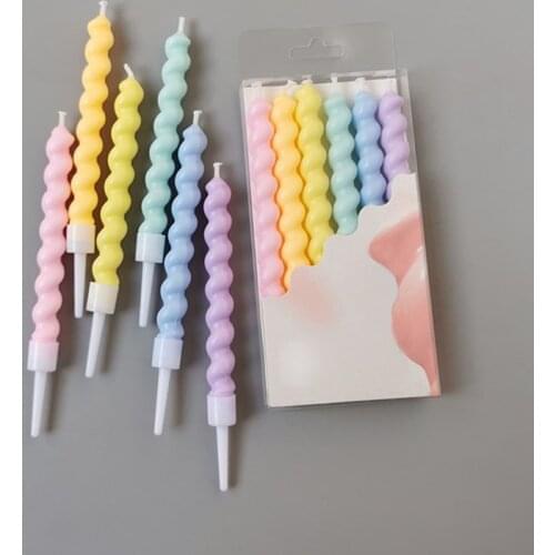 6pcs/set Thread Color Birthday Candles With Stand Cake Candle Party Supplies Wedding Decoration Baby Children Party Atmosphere