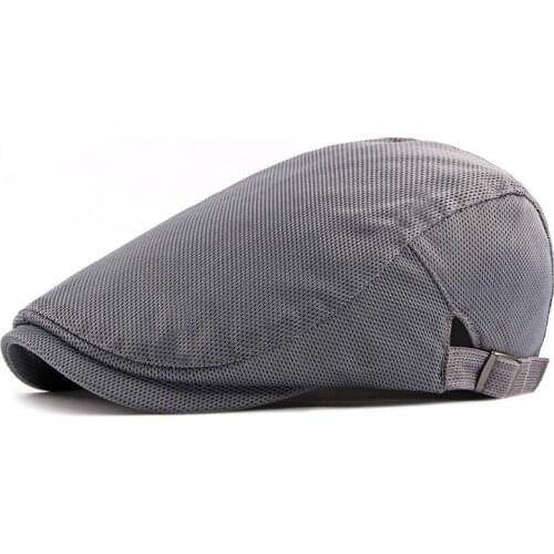 Acrylic Spring Summer Solid Breathable Mesh Newsboy Caps Flat Peaked Cap Men and Women Painter Beret Hats 100