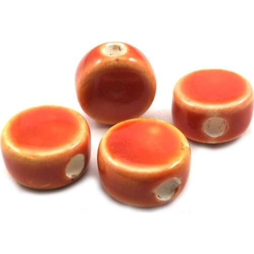 Free Shipping 12mm Orange Button Shape Ceramic Loose Beads Good Quality 100pcs/lot