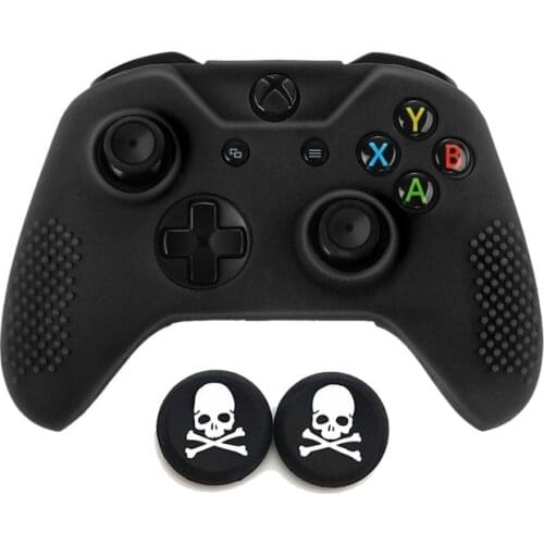 Gamepad case Soft Silicone Rubber Protective Skin Case Cover Free Skull Caps For Microsoft Xbox one X Xbox One S Slim Controller